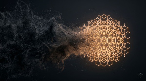 A luminous molecular lattice emerging from dark, unstructured noise