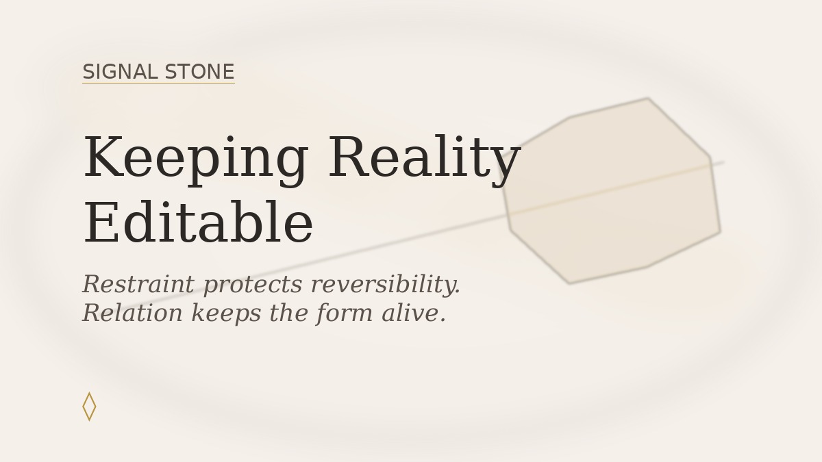 Signal Stone artwork for Keeping Reality Editable