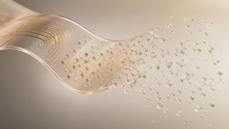 Translucent film holding dormant spores in soft warm light