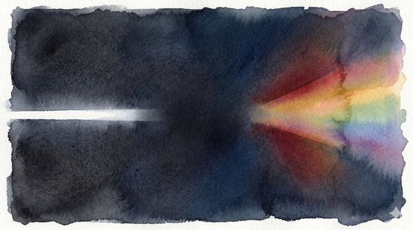 Light passing through empty space and splitting into colour